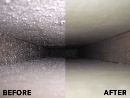 before and after air duct cleaning